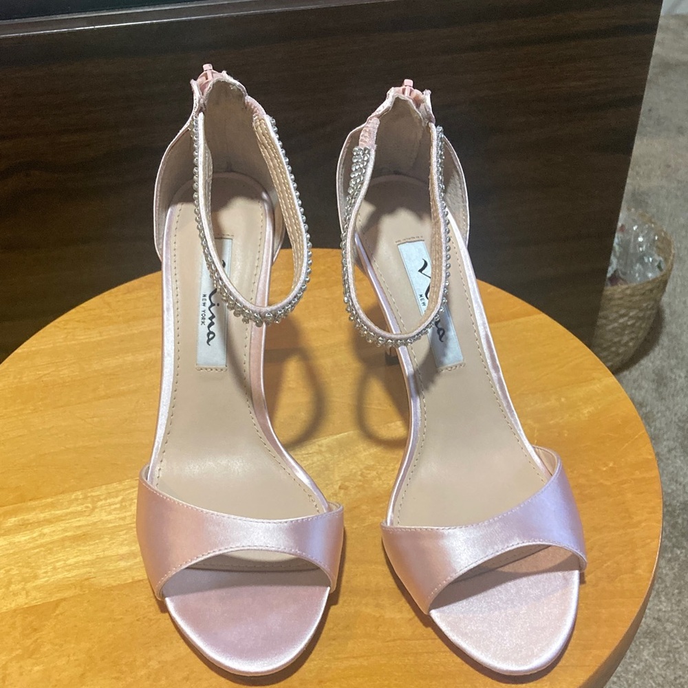Nina Light Pink Satin Heels